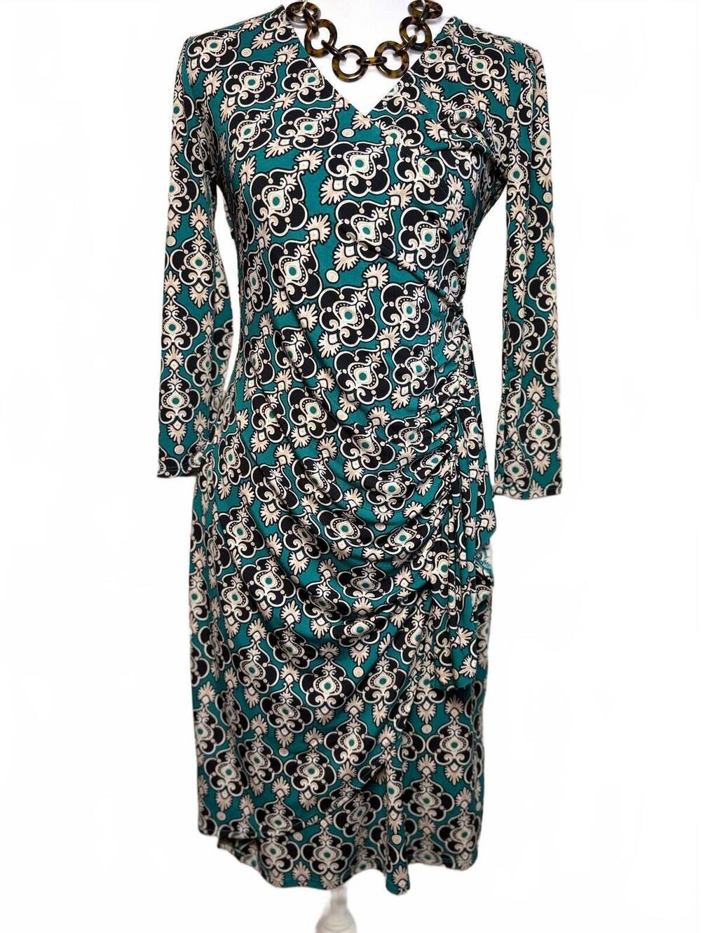 Black and Green Wrap Tie Dress XS